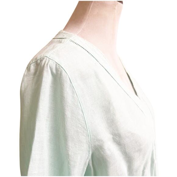 Joie 100% Linen V-Neck Popover Tunic Size Medium Light Teal Minimalist Beachy - Picture 5 of 12